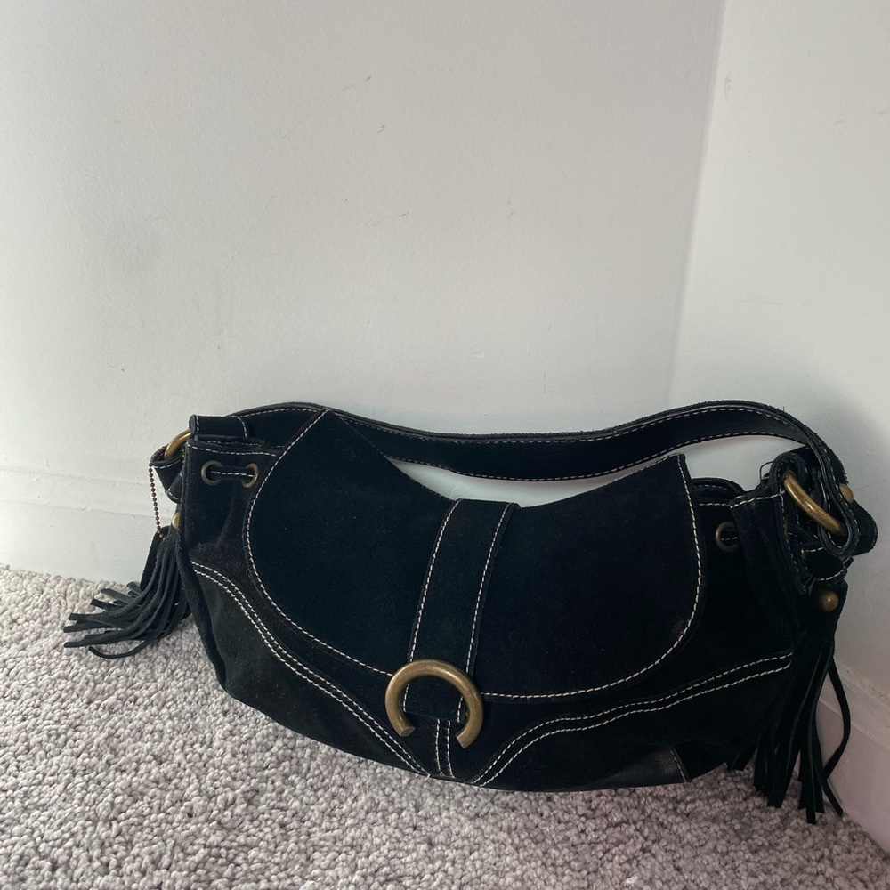a.n.a Elegant Black Shoulder Bag with Gold Accents
